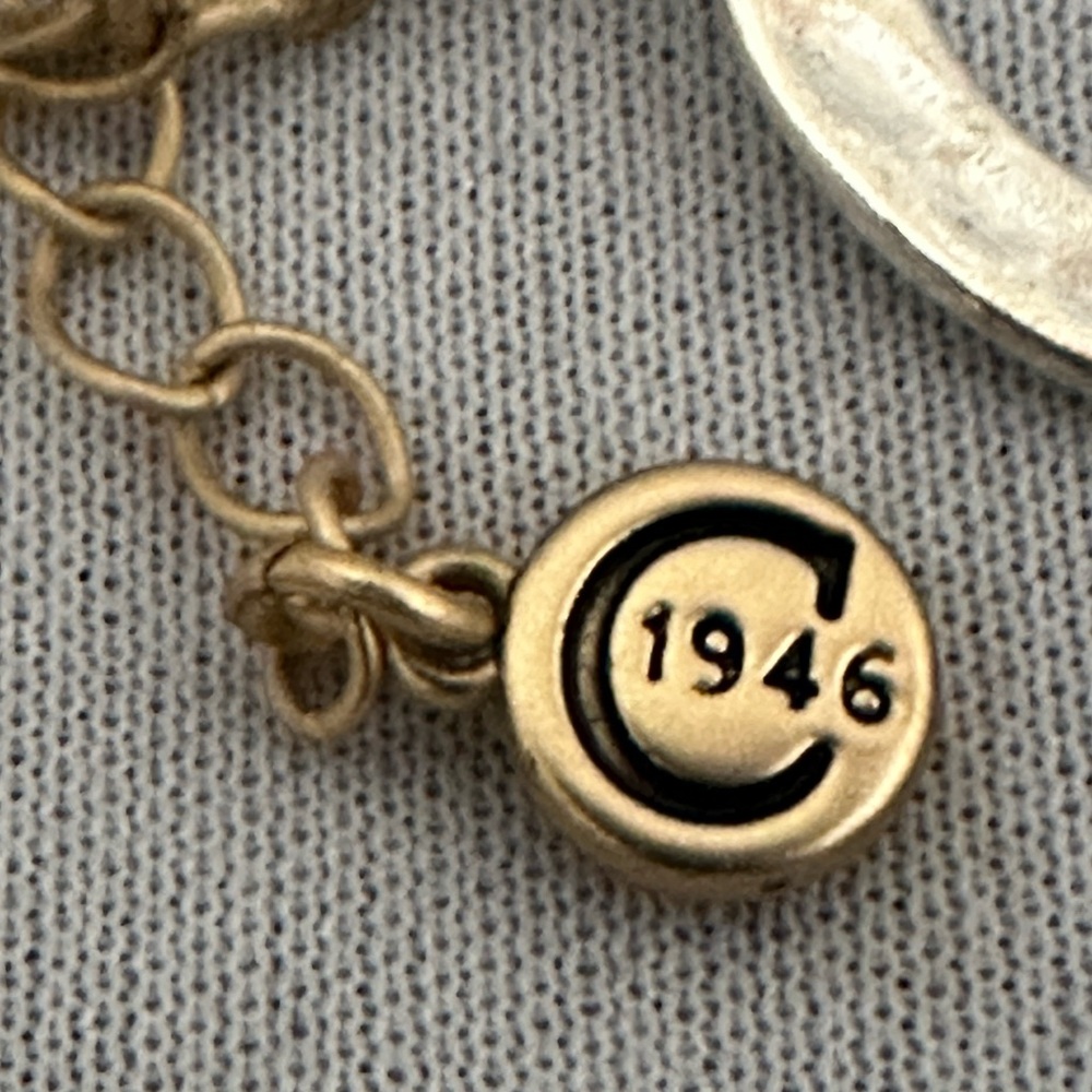C1946 long gold and silver tone round link necklace - Picture 5 of 6